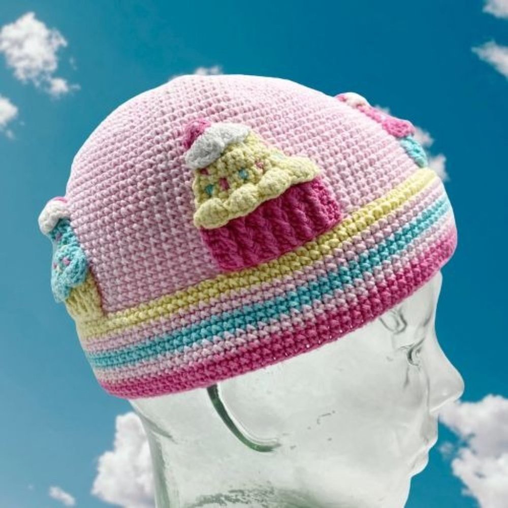 DayLee Design Hand Crochet Cupcake Beanie 1-2yr